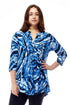 La Cera Pleat Front Printed Tunic Tie-Dye Blue - La Cera