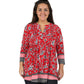 Plus Size La Cera Pleat Front Printed Tunic With Border Print