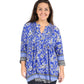 Plus Size La Cera Pleat Front Printed Tunic With Border Print