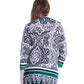 La Cera Pleat Front Printed Tunic Black and Green