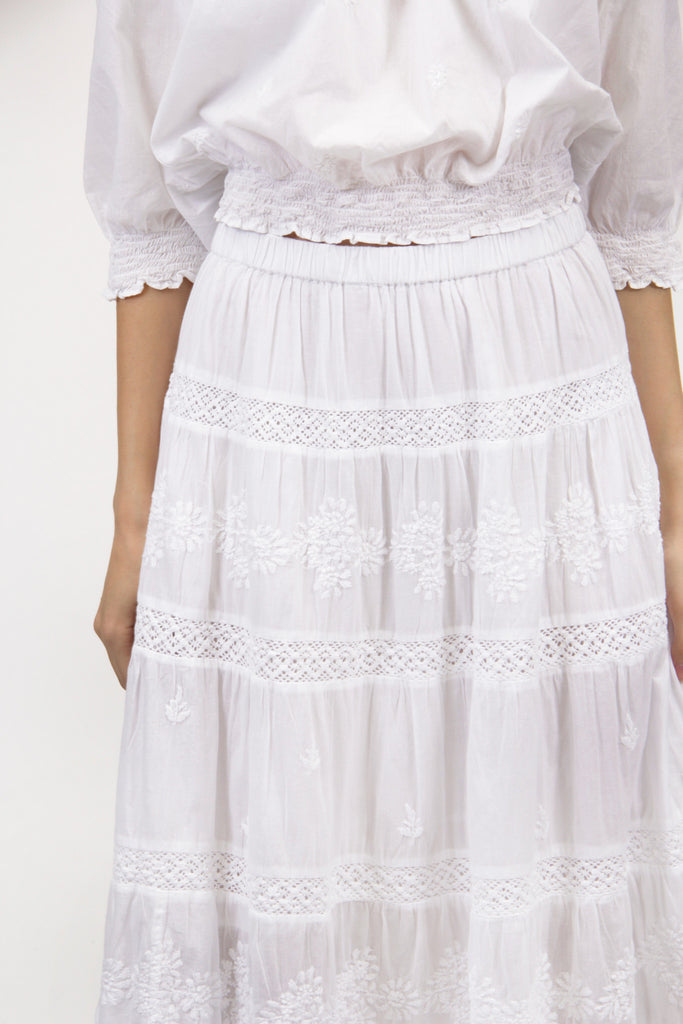 La Cera Embroidered Detail Peasant Skirt - La Cera - 2