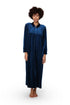 Plus Size Smocked Velour Zip Front Robe - La Cera