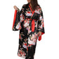 Plus Size Kimono Sleeve Floral Satin Robe - La Cera