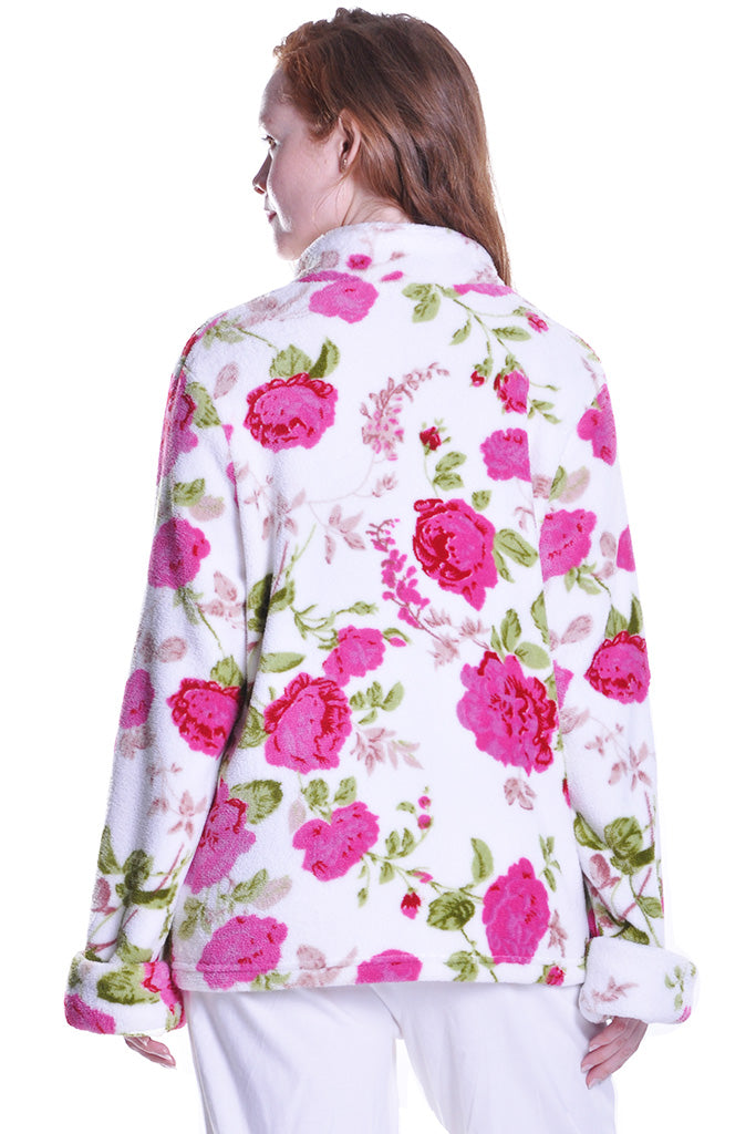 Floral Fleece Bed Jacket - La Cera