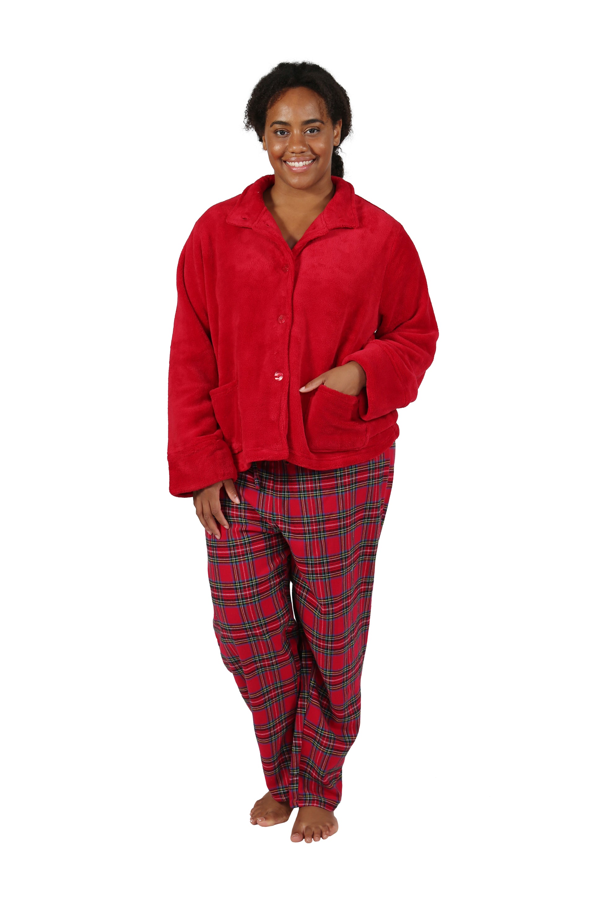 La Cera Plus Size Plush Bed Jacket - La Cera
