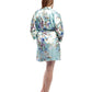 Floral Mint Satin Robe - La Cera