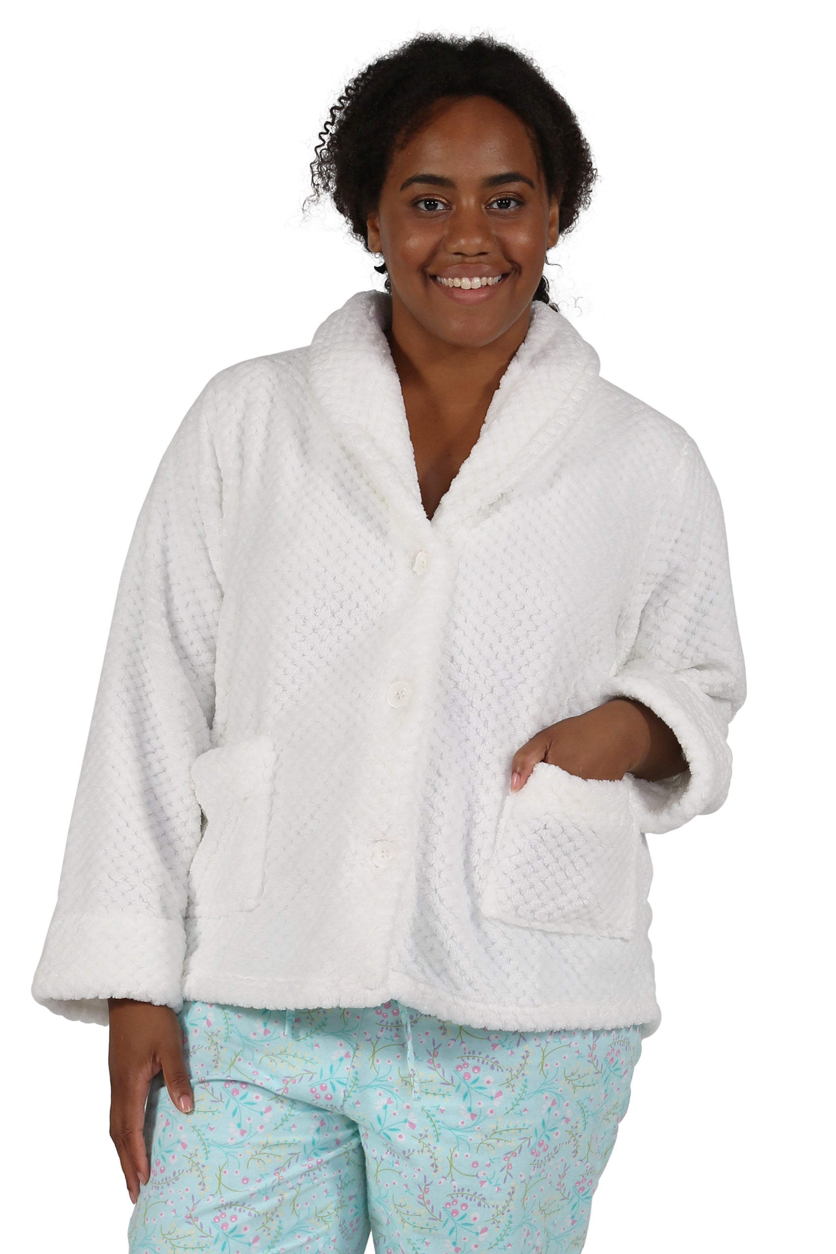 Plus Size Honeycomb Fleece Bed Jacket - La Cera