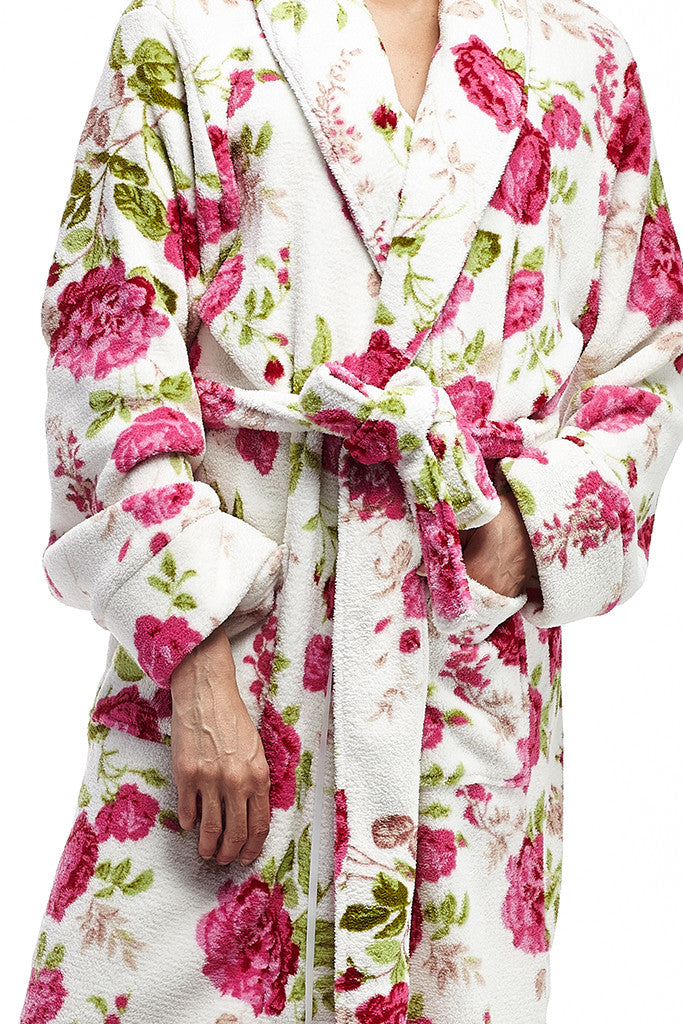 La Cera Floral Plush Bath Robe - La Cera - 2