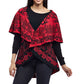 La Cera Swirl Patterned Shawl Poncho - La Cera